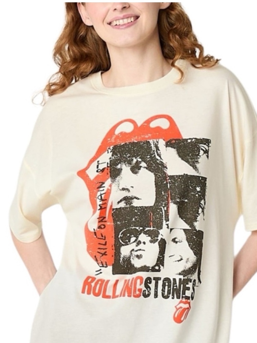 THE ROLLING STONES “Exile on Main St”Oversized Graphic Tee Cream XL